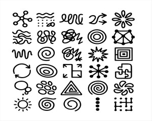 Poster - A diverse collection of vector icons for web design, featuring elements like flowers, suns, hearts, and stars