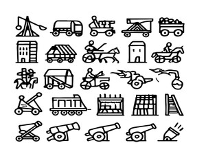 Poster - A versatile vector icon set for web and mobile design, featuring hand-drawn business and travel symbols, including shopping, home, car, and hotel illustrations
