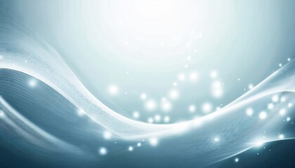 Poster -  ethereal blue wave with sparkling light particles on smooth abstract gradient background ideal for web design, digital banner, branding, or elegant print media