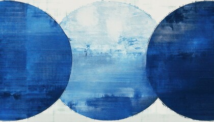 Poster - bold textured blue circle on abstract white and sky background for modern branding, web design, minimalist print, or creative digital composition use

