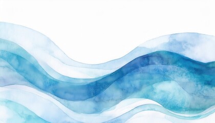 Poster - serene abstract blue watercolor wave flow background for web design, branding, packaging, poster, or stationery with layered oceanic gradient brush textures

