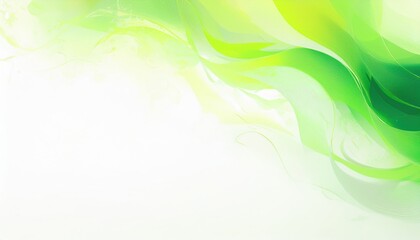 Poster - soft green wave abstract with translucent leaf accents and fluid gradients on white background for eco branding, organic product label, or nature themed web design


