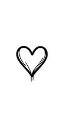 Poster - Minimalist black hand-drawn heart outline with brush stroke style and white background vector illustration for love and emotion concepts