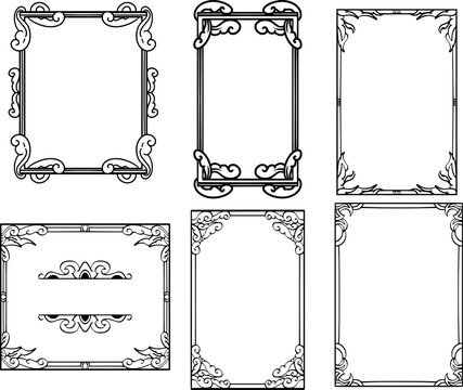 six luxury vintage frames with various shapes and ornaments