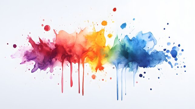 Colorful watercolor splashes on white background