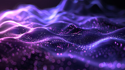 Leinwandbilder - A mesmerizing abstract background featuring flowing purple waves and glowing dots, creating a futuristic and dynamic visual experience