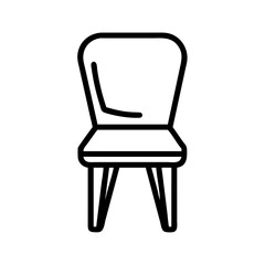 Aufkleber - Simple line drawing of a chair with a rounded back and seat on four legs, isolated on white background
