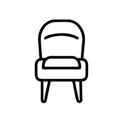 Poster - Outline drawing of a simple chair with a rounded back and short legs for seating area design needs