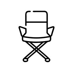 Poster - Simple line drawing of a folding chair with armrests and cross legged base design element here