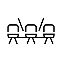 Poster - Three chairs in a row with two diagonal lines pointing towards the middle chair object graphic