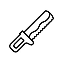 Poster - Outline drawing of a hand tool with a blade and handle for cutting materials in a workshop space