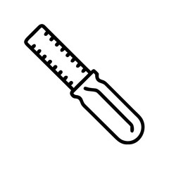 Poster - Depiction of a handheld rasp tool with a handle and a toothed blade for shaping materials, isolated 100