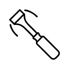 Poster - A simple graphic showing a chisel tool with curved lines indicating movement or vibration of the tool tip
