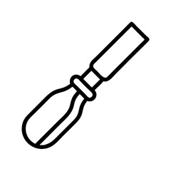Poster - Depiction of a chisel tool with a handle and blade in a simple outline drawing style design element