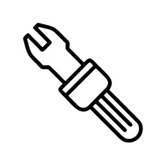 Poster - Outline drawing of a spanner with a rectangular grip and three lines extending from the bottom end