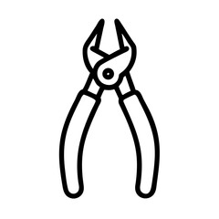 Poster - Outline drawing of a cutting pliers with black handles and metal jaws on a white isolated background