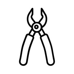 Poster - Outline drawing of a pair of pincers with black handles and a pivot point in the center area shown
