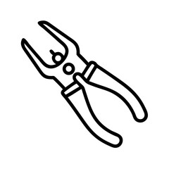 Poster - Depiction of a black outline tool with curved handles and a circular pivot point on a white background