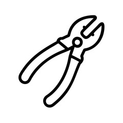 Poster - A simple graphic showing a pair of cutting pliers with black outlines on a white background image tool 100
