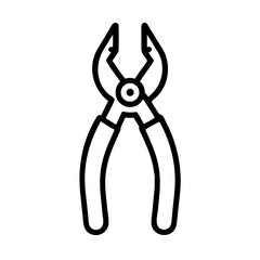Poster - Outline drawing of a pair of pliers with black lines and white background showing tool design style
