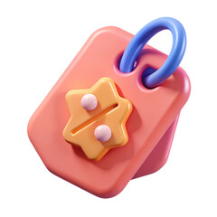 Poster - Pink Discount Tag 3D Render Icon Orange Star Blue Loop isolated on transparent... isolated on a transparent background