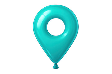Fototapete - Turquoise inflatable location pin balloon floating on a transparent background, perfect for travel and tourism related projects