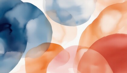 Leinwandbilder - soft fluid abstract watercolor with overlapping coral orange, blush pink, and navy blue ink shapes for elegant branding, minimalist web design, or artistic print

