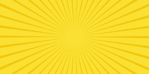 Yellow banner with Sun rays, yellow lines background, light