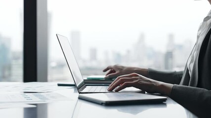 Poster - laptop, typing, business, woman, pc, engineer, programmer, system, programming, dx, digital transformation, development, software, tablet, data, ai, technology, online, internet, web, office, human re