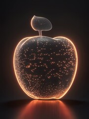 Poster - digital apple: a vibrant digital representation of an apple, glowing with illuminated contours and a
