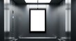 © Djemari - Blank advertising screen inside a modern elevator cabin.
