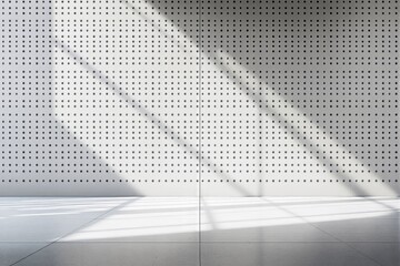 Poster - Abstract perforated wall with sunlight casting geometric shadows.