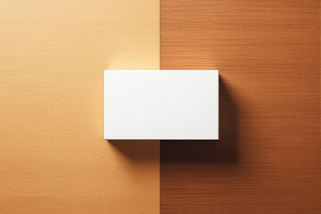 Poster - Minimalist blank white box on a split-tone wooden background.