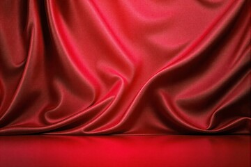 Poster - Luxurious red silk fabric with elegant folds and smooth texture.