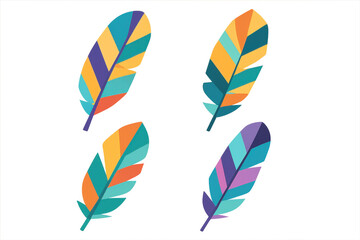 Aufkleber - Four colorful feathers are floating on a transparent background, creating a vibrant and eye-catching design