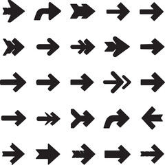 Fototapete - Black vector arrow icons set for web design, symbol, and direction