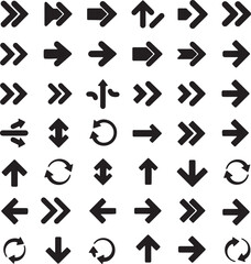 Fototapete - This vector arrow icon set offers a collection of black web symbols for direction and navigation design