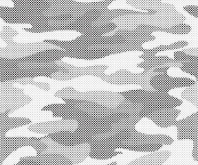 Aufkleber - Abstract halftone seamless camouflage pattern. Repeating digital dotted hexagonal camo military texture background. Abstract modern fabric textile ornament. Vector illustration.