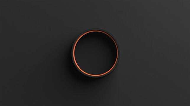 Dark black circle with a contrasting orange border.