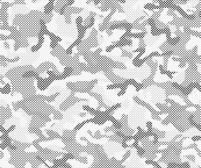 Aufkleber - Abstract halftone seamless camouflage pattern. Repeating digital dotted hexagonal camo military texture background. Abstract modern fabric textile ornament. Vector illustration.