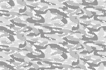 Leinwandbilder - Abstract halftone seamless camouflage pattern. Repeating digital dotted hexagonal camo military texture background. Abstract modern fabric textile ornament. Vector illustration.