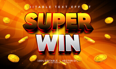 Poster - super win vector text effect with modern style design
