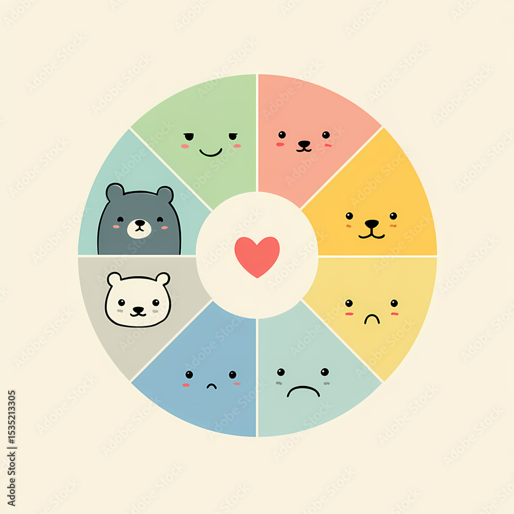 Стоковая иллюстрация «Vibrant Emotion Wheel Chart Square Image Colorful ...
