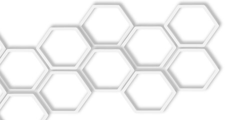 Aufkleber - modern hexagons interlock pattern subtle shadows add depth to the design, creating a three dimensional effect on a bright white surface background.