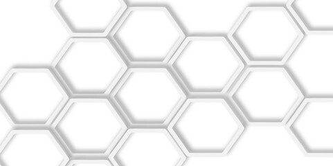 Aufkleber - modern hexagons interlock pattern subtle shadows add depth to the design, creating a three dimensional effect on a bright white surface background.