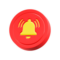 Poster - 3d bell button icon isolated on transparent background
