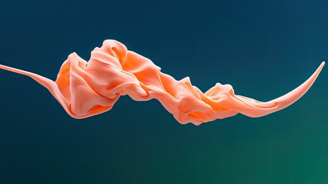 Abstract Coral Liquid Swirl on Teal Background