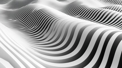 Fototapete - Abstract wavy stripes, black and white