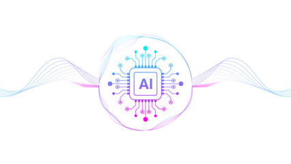 Fototapete - Artificial intelligence and big data abstract light lines wavy flowing dynamic on transparent background. Data vortex stream technology