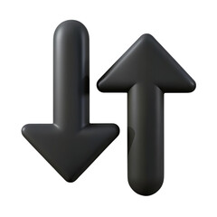 Poster - 3d render black up and down arrows isolated on transparent background